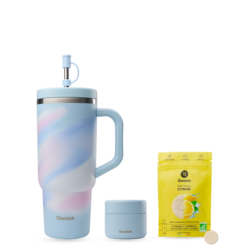 Kit Solid Drinks & Routine Box - Travel Cup Aura Pastel Bleu
