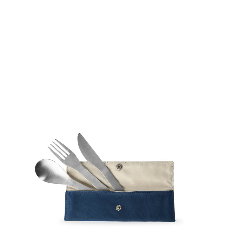 Set de 3 couverts inox - Granite Bleu