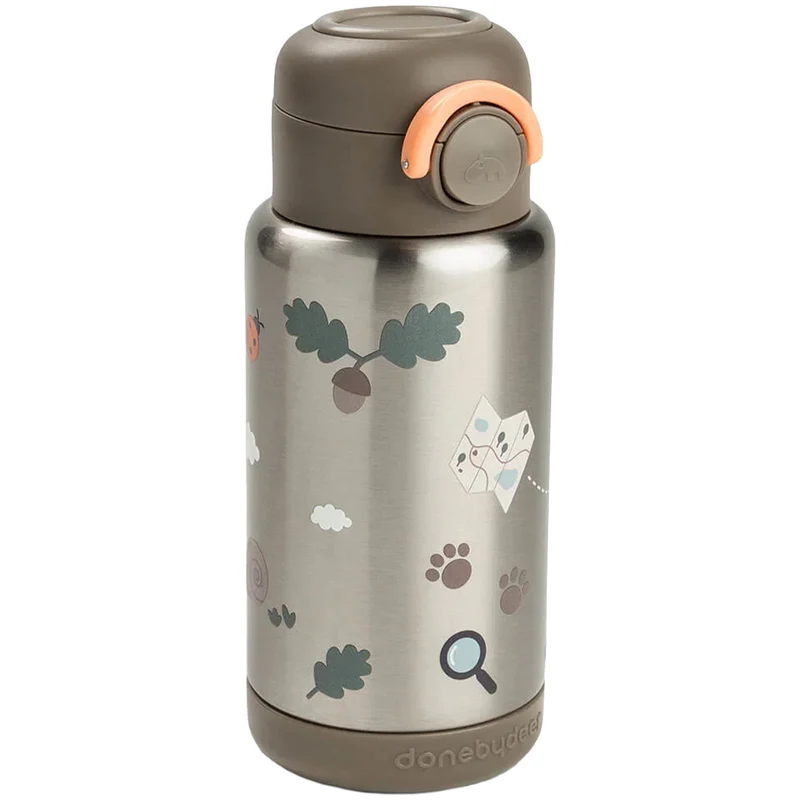 done by deer gourde en inox avec paille tiny trails - sable - 340 ml