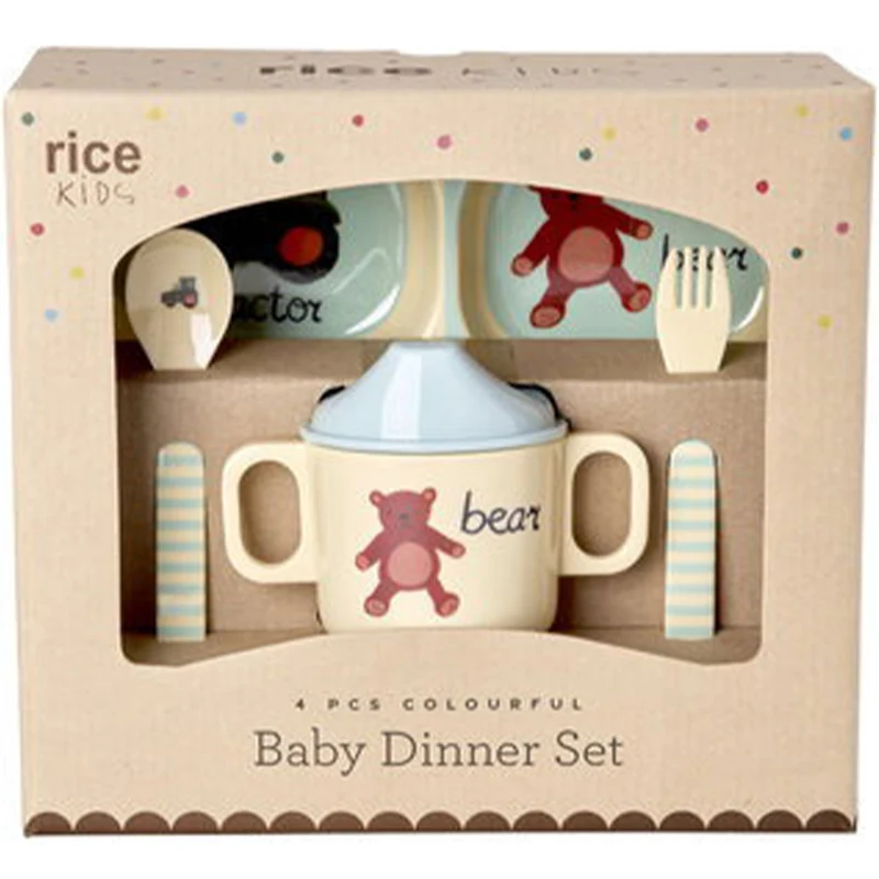 rice vaisselle pour enfant abc - bleu - 4 pcs