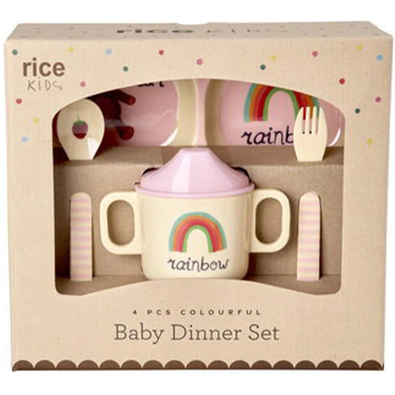 rice vaisselle pour enfant abc - rose - 4 pcs