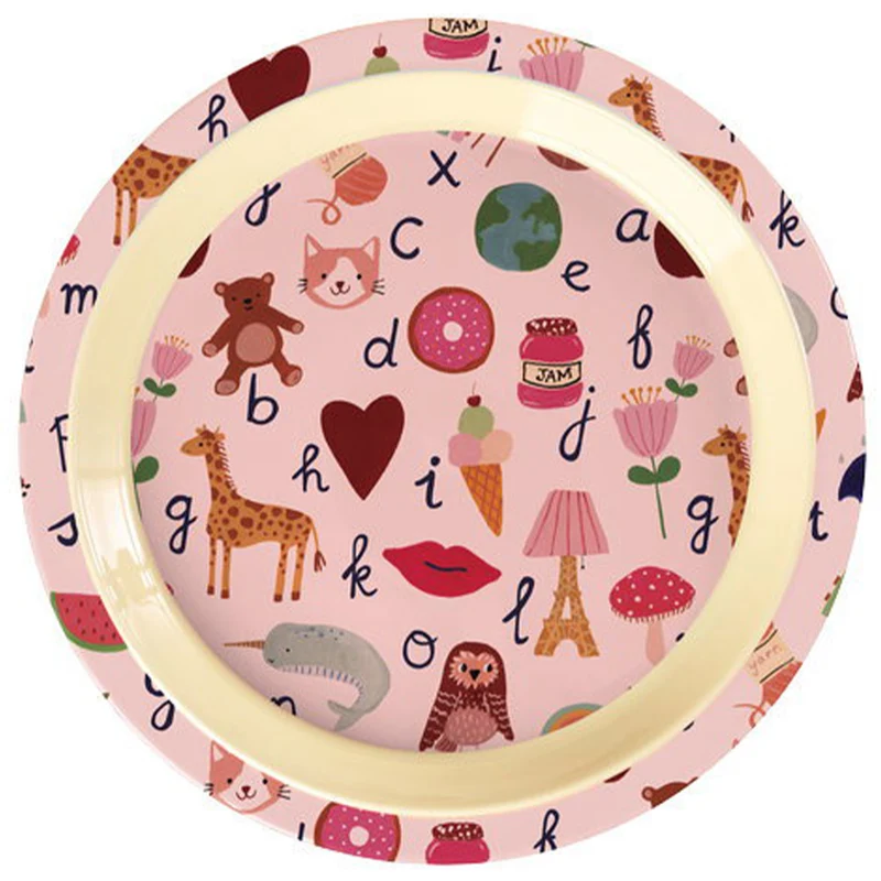 rice assiette enfant abc - rose - Ø22 cm