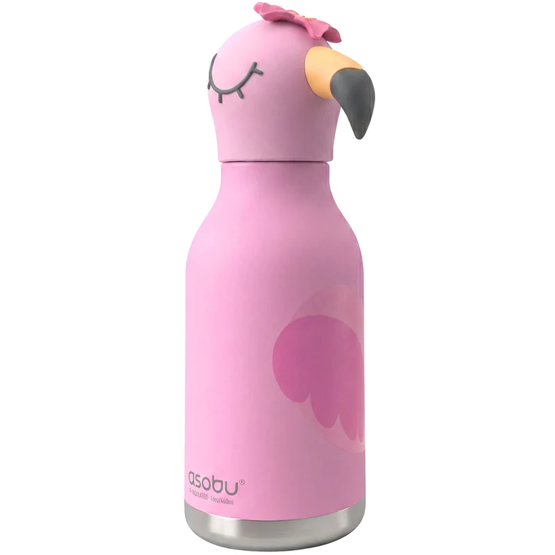 asobu gourde en inox bestie - flamant rose - 460 ml