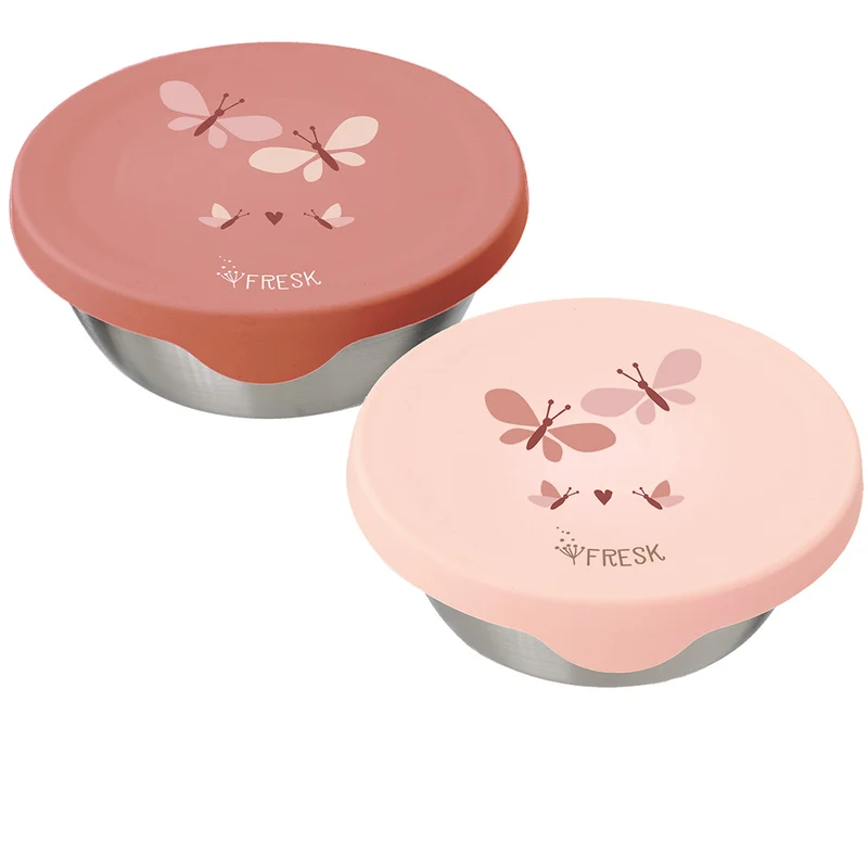 fresk boîte à goûter en inox - papillon - 2 pcs