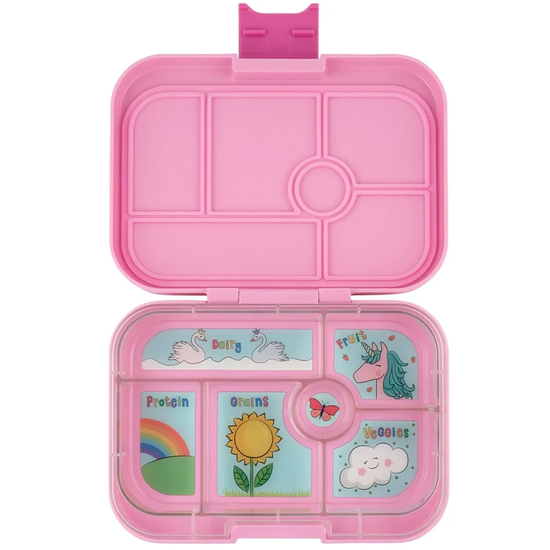 yumbox original boîte à lunch 6 compartiments - power pink - licorne