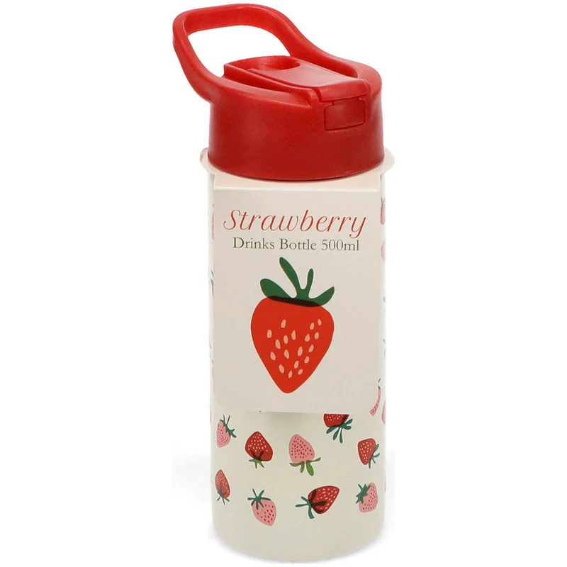 rex london gourde en inox avec paille little strawberry - 500 ml