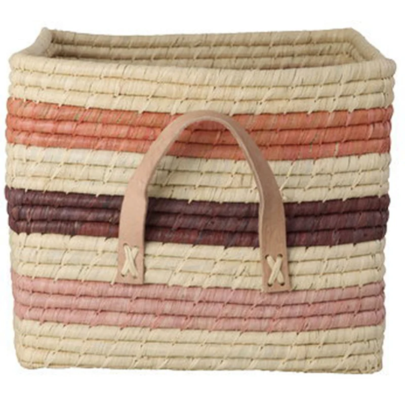 rice panier de rangement raphia - stripes