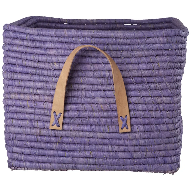 rice panier de rangement raphia - lavande foncé