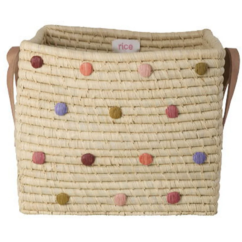 rice panier de rangement raphia - dots