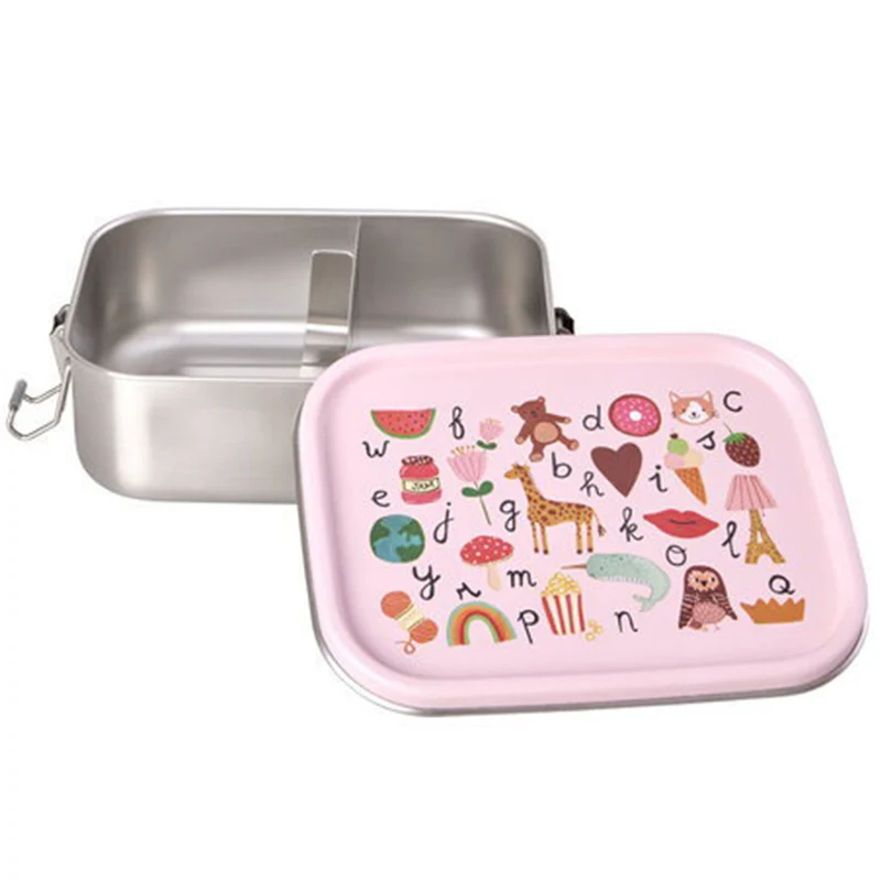 rice boîte à lunch en inox abc rose - 800 ml