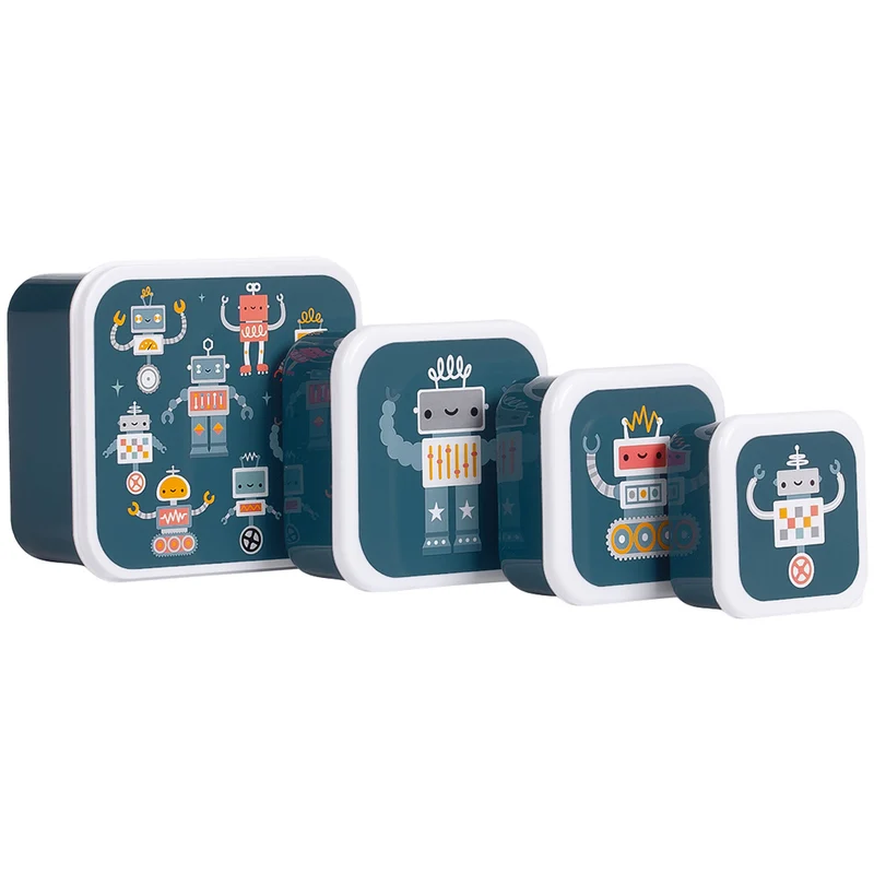 a little lovely company set de boîtes à lunch - robots - 4 pcs