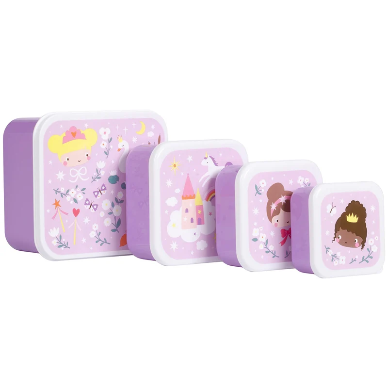 a little lovely company set de boîtes à lunch - princesses - 4 pcs