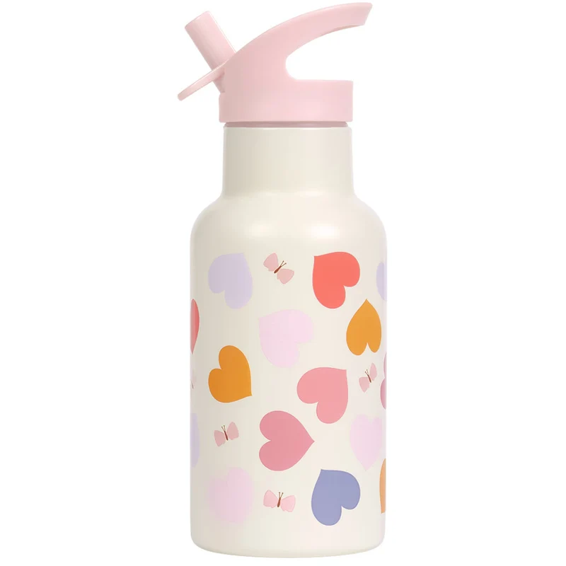 a little lovely company gourde en acier inoxydable - cœurs - 350 ml