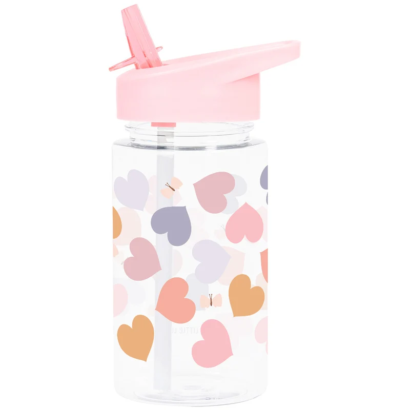 a little lovely company gourde avec paille - cœurs - 450 ml
