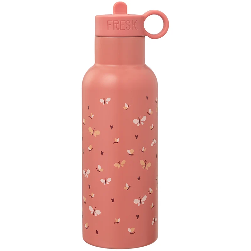 fresk gourde isotherme en inox avec bouchon supplémentaire - papillon - 500 ml