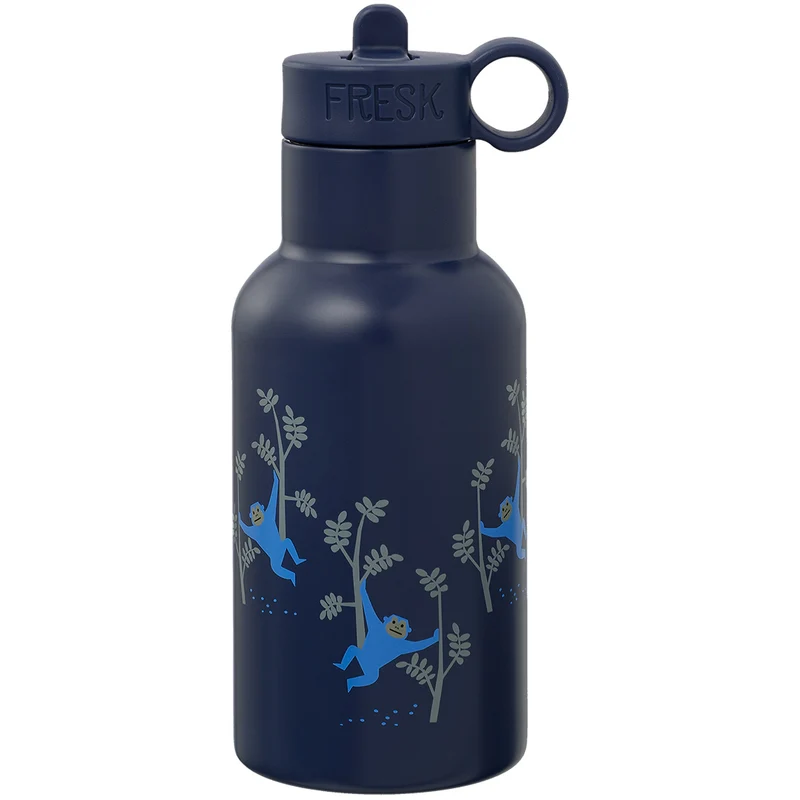 fresk gourde isotherme en inox avec bouchon supplémentaire - singe - 350 ml