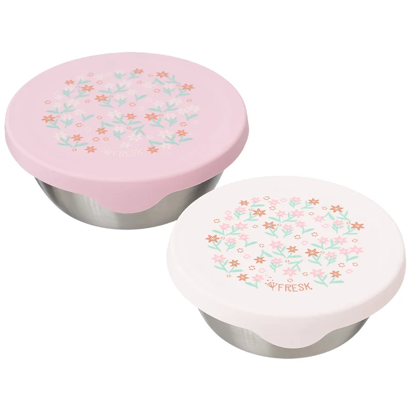 fresk boîte à goûter en inox - fleurs de jardin - 2 pcs