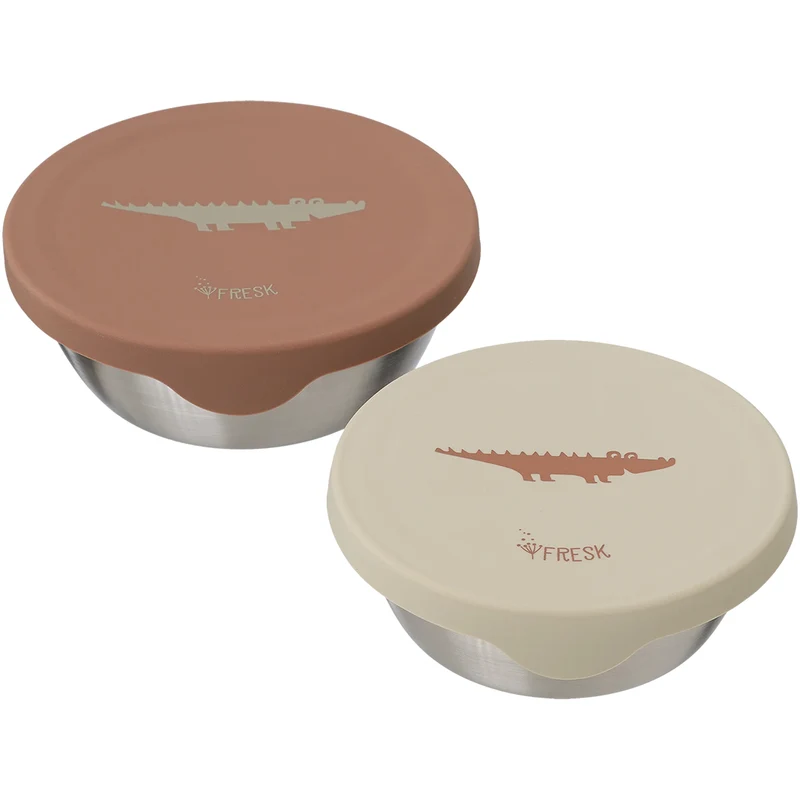 fresk boîte à goûter en inox - crocodile - 2 pcs