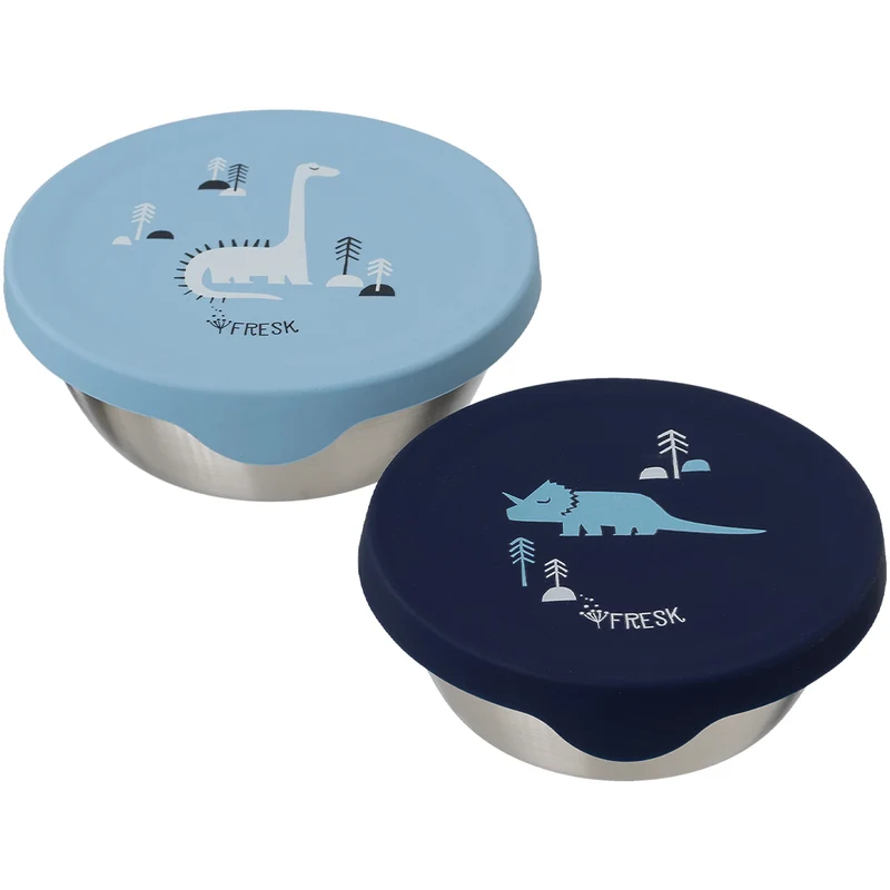fresk boîte à goûter en inox dino - 2 pcs