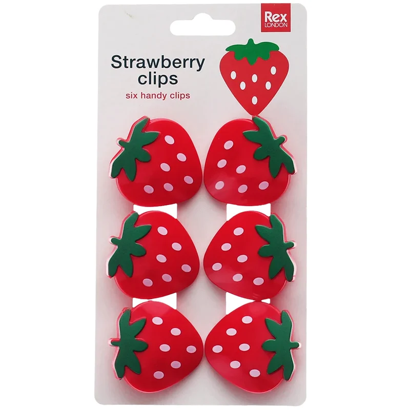 rex london clips de fermeture fraise - 6 pcs