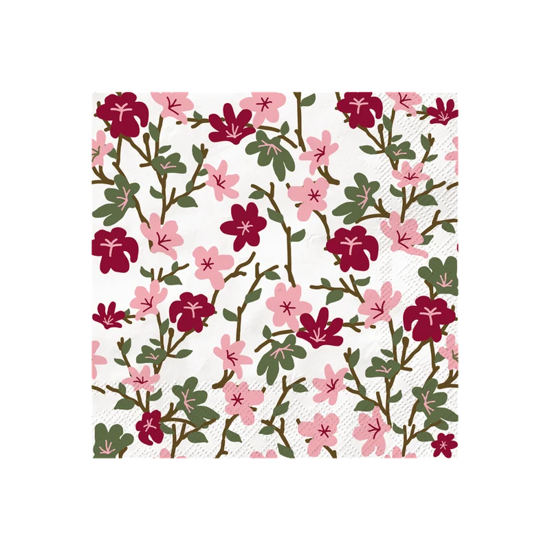 20 Serviettes en Papier Yoshi Roses 33x33 cm - Opjet