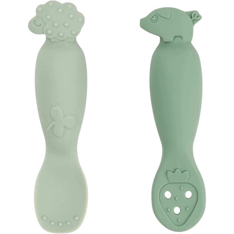 done by deer cuillère pour enfant tiny farm - vert - 2 pcs