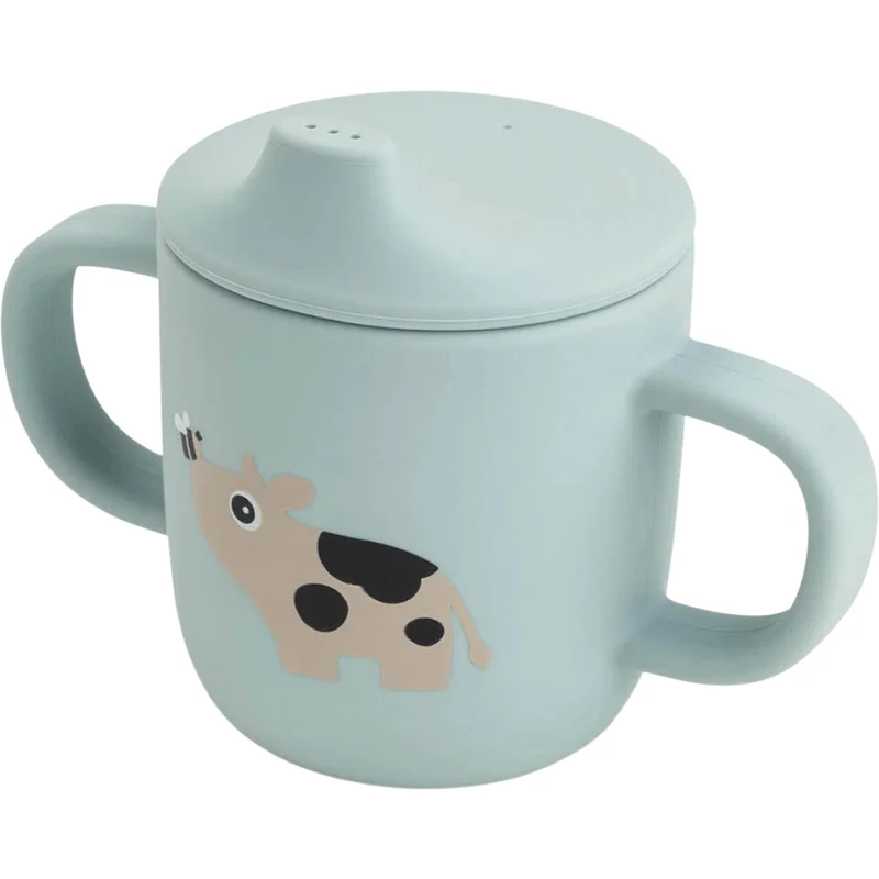 done by deer tasse à bec en silicone tiny farm - bleu