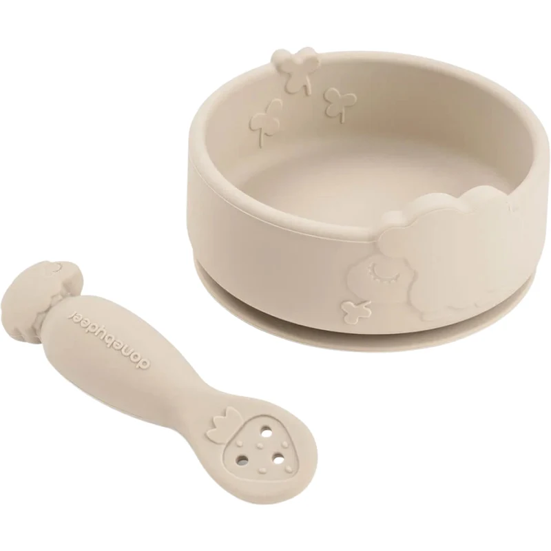 done by deer set repas enfant avec ventouse - sheepy - sable - 2 pièces