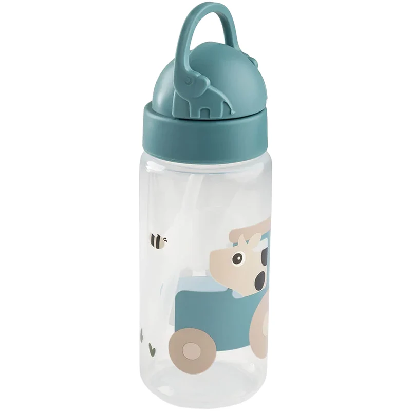 done by deer gourde avec paille tiny farm - bleu - 350 ml