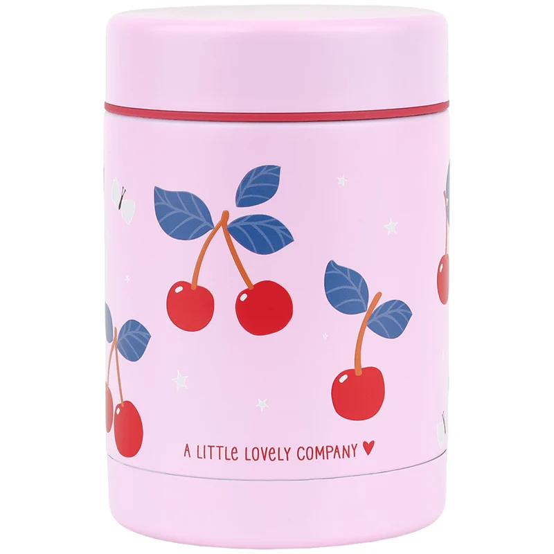 a little lovely company pot alimentaire isotherme en inox - cerises