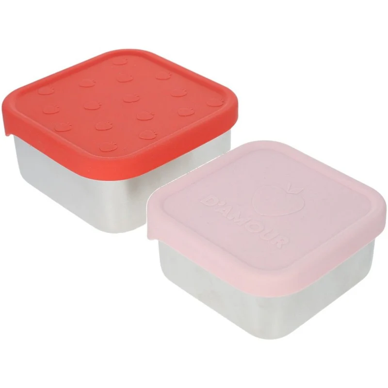 le petit souk set de boîtes à lunch en inox - pommes - 2 pcs