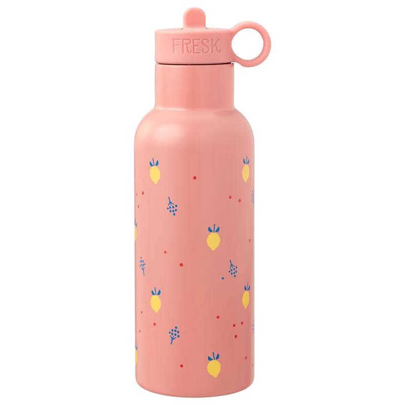 fresk gourde isotherme en inox avec bouchon supplémentaire - summer fruit - 500 ml