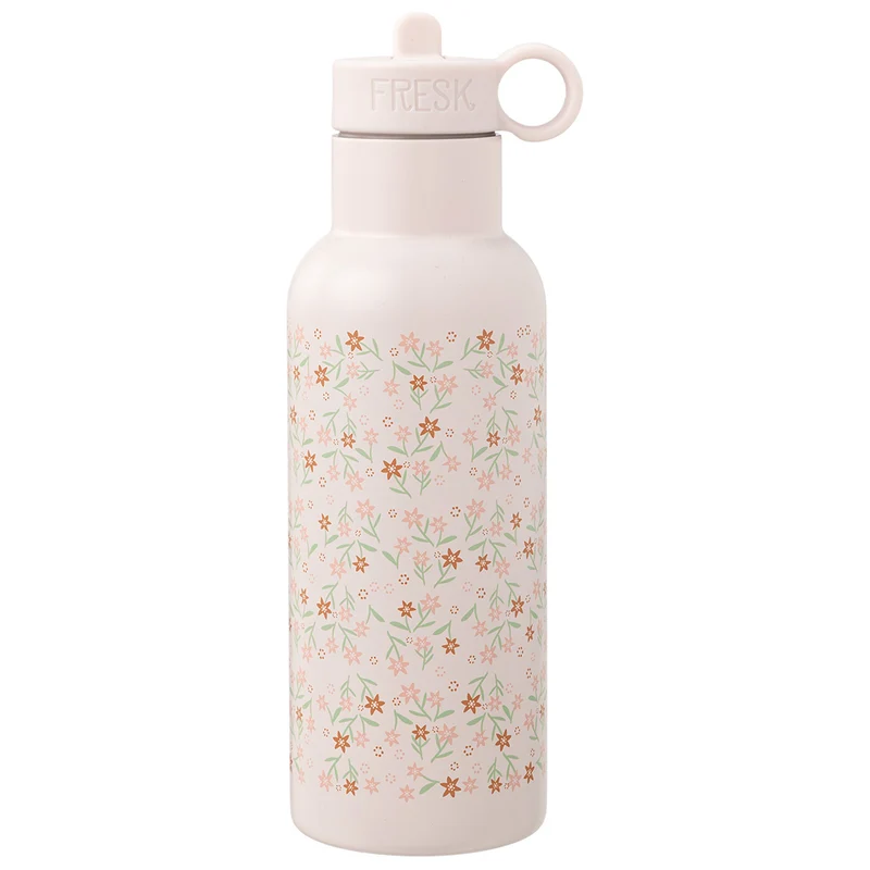 fresk gourde isotherme en inox avec bouchon supplémentaire - garden flowers - 500 ml