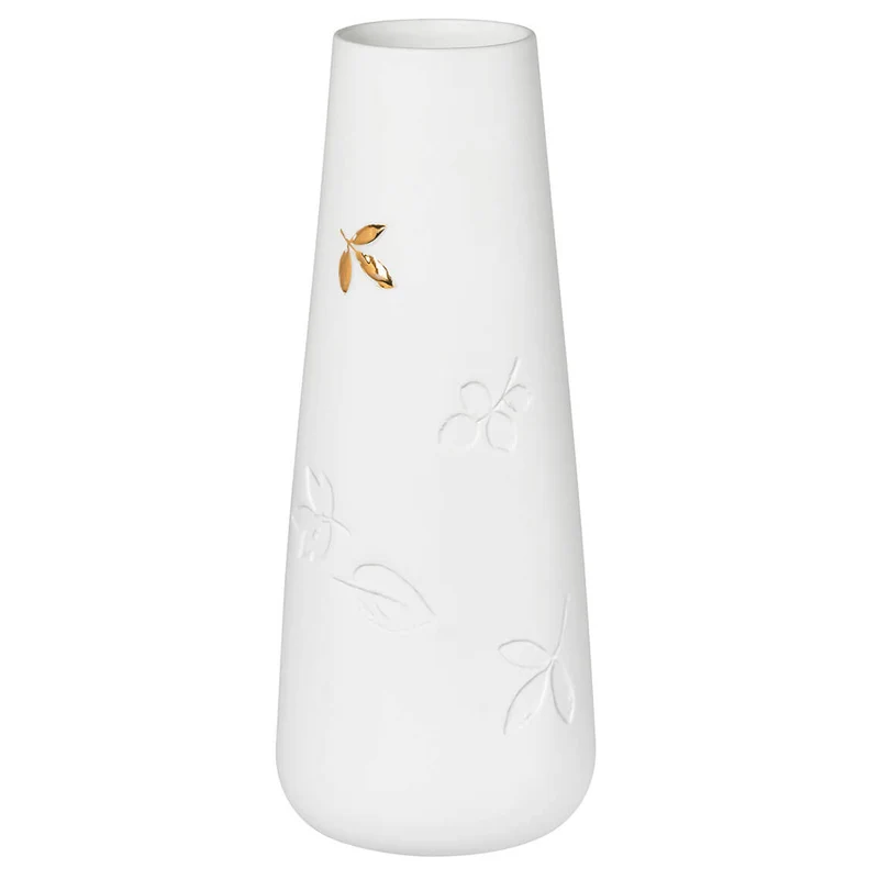 Vase en Porcelaine Feuilles Dorées H.21 cm / H.25 cm - Räder