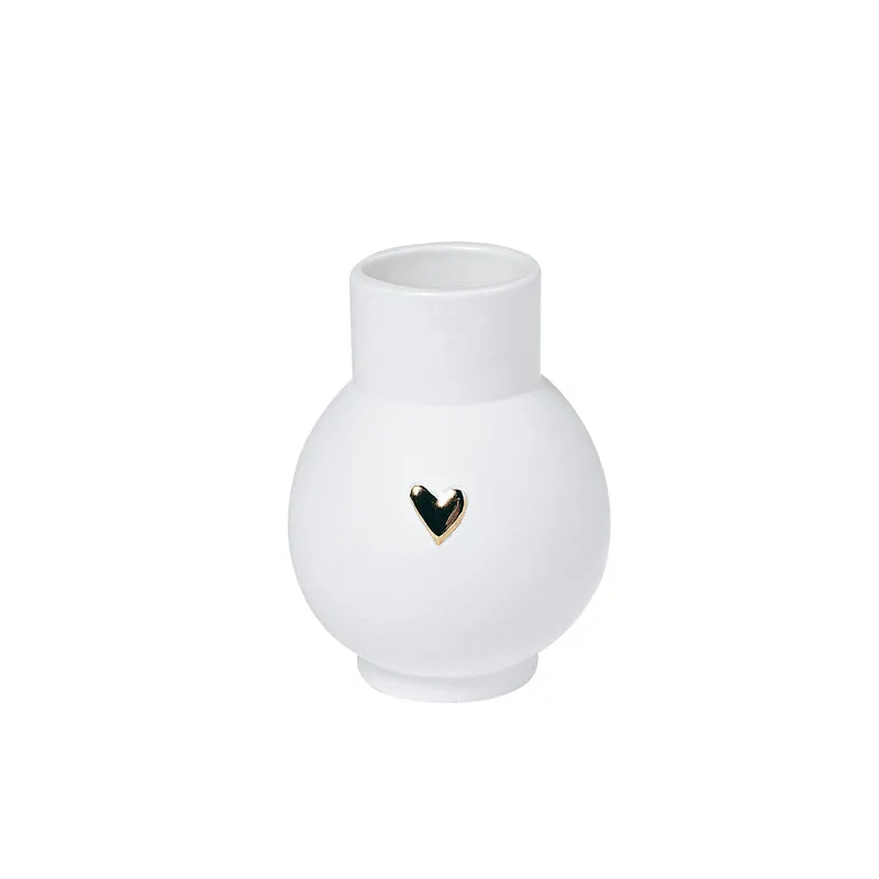 Vase en Porcelaine Coeur Doré/Argenté, 2 Tailles - Räder