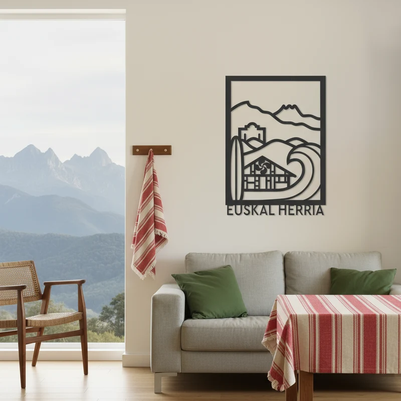 Tableau Bois EUSKAL HERRIA - Décoration Murale Pays Basque Made in France