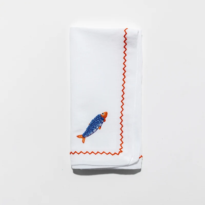 Serviette de Table Sardine Bleue