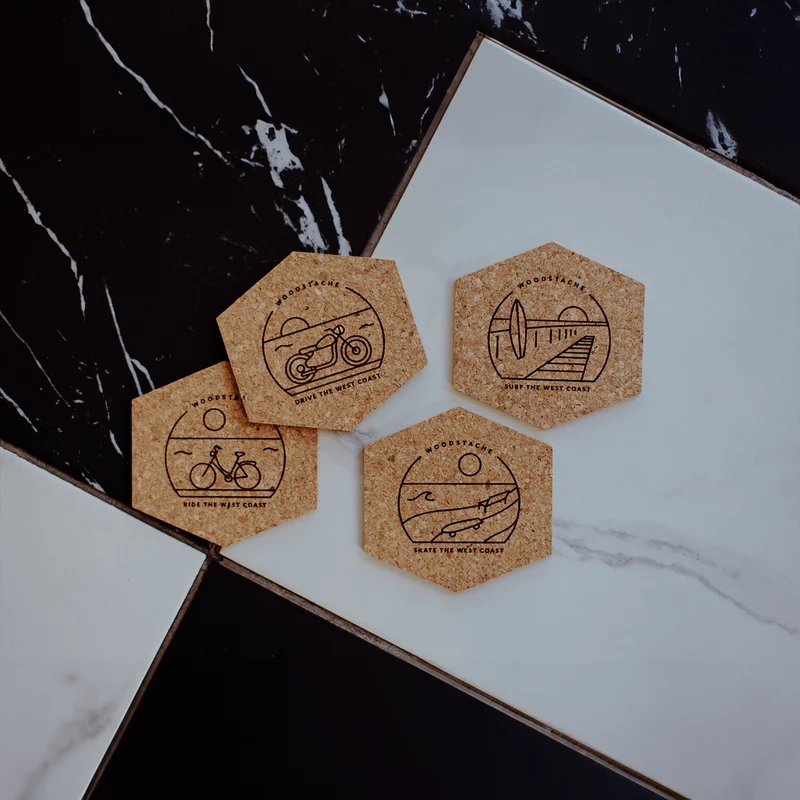 Sous-Verres Liège Naturel Pack 4 WEST COAST Surf - Made in France