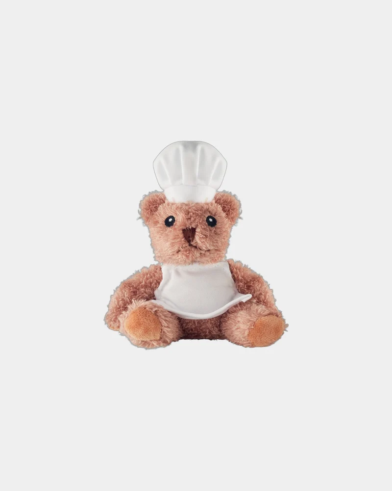 Peluche ours chef cuisinier 17 cm à personnaliser