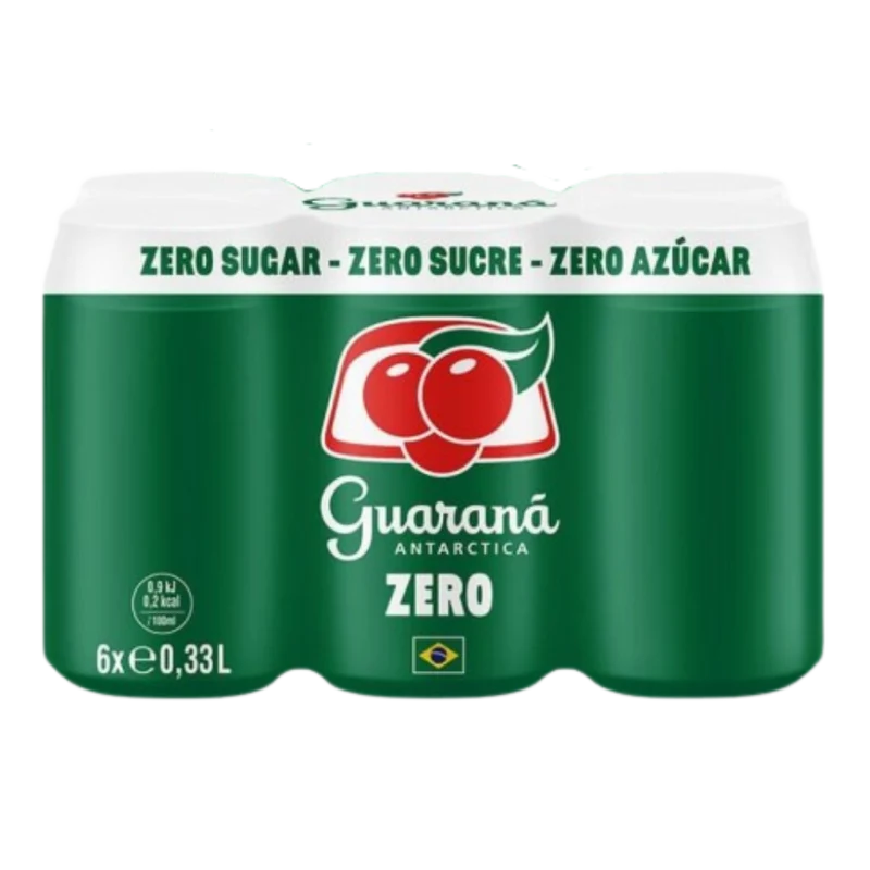 Soda brésilien au Guaraná sans sucre (Guaraná Antarctica zero) – Pack 6 x 330ml