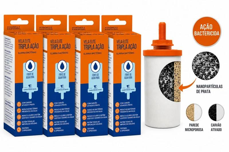 Lot de 4 Cartouches pour Filtre en Argile triple action (Vela para Filtro de Barro Tripla Ação) - ELITE