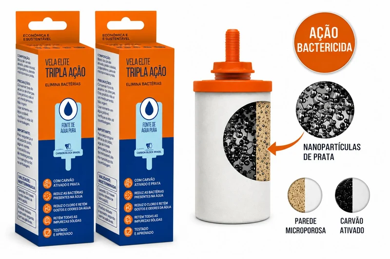 Lot de 2 Cartouches pour Filtre en Argile triple action (Vela para Filtro de Barro Tripla Ação) - ELITE