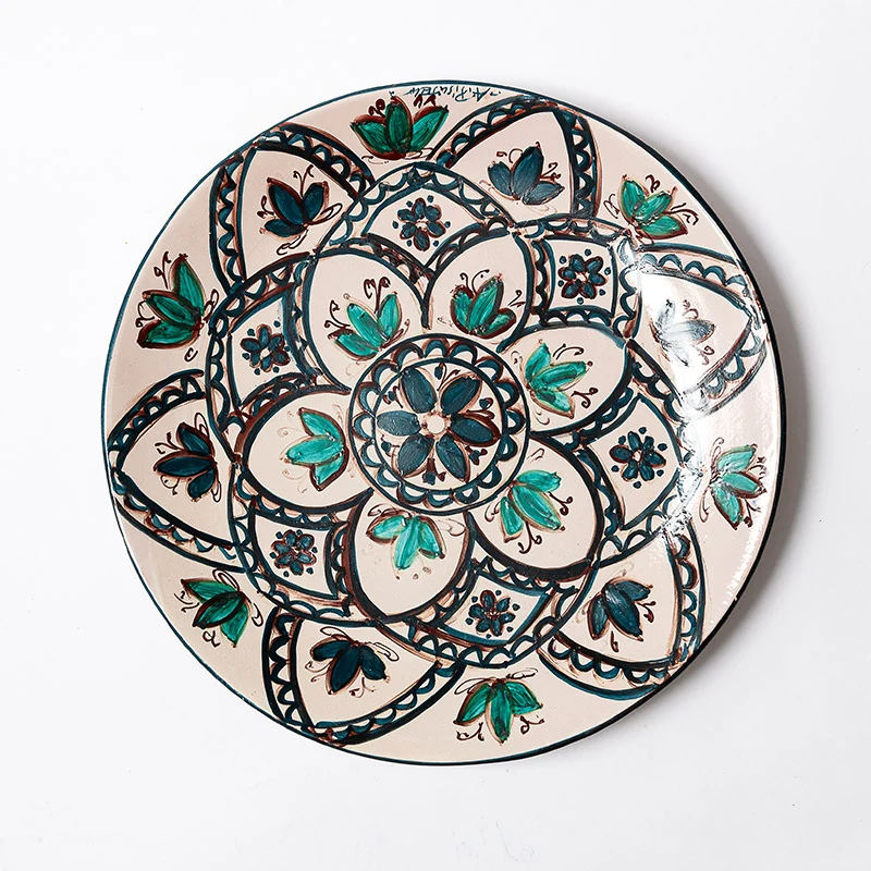 Grand Plat en Céramique à Motifs