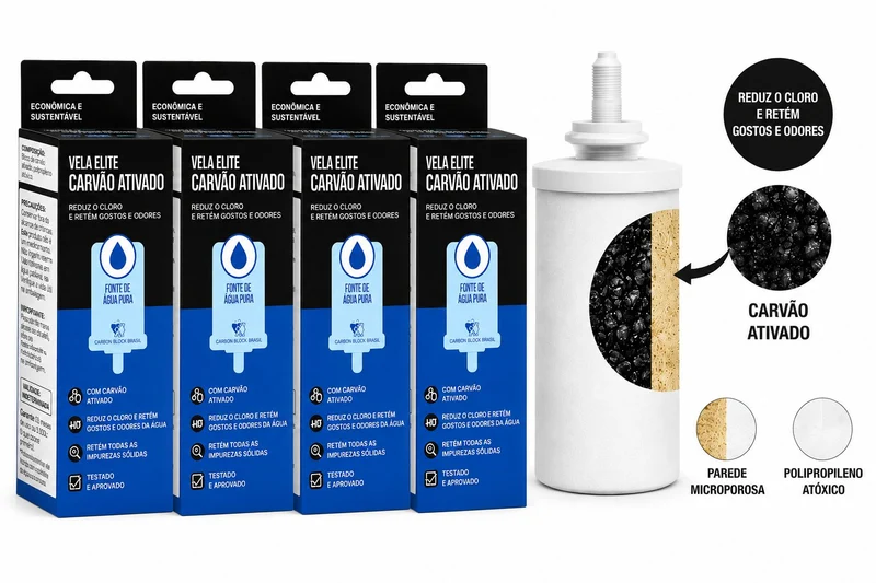 Lot de 4 Cartouches pour Filtre en Argile charbon actif (Vela para Filtro de Barro carvão Ativado) - ELITE
