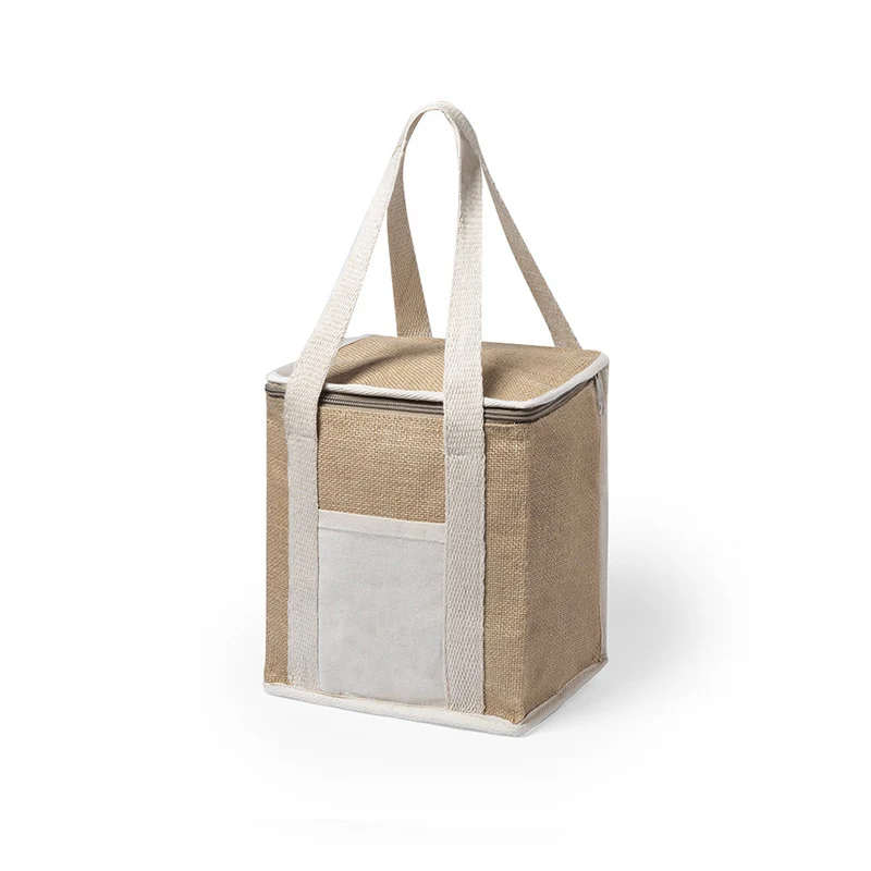 Glacière en jute laminé personnalisée avec intérieur isotherme