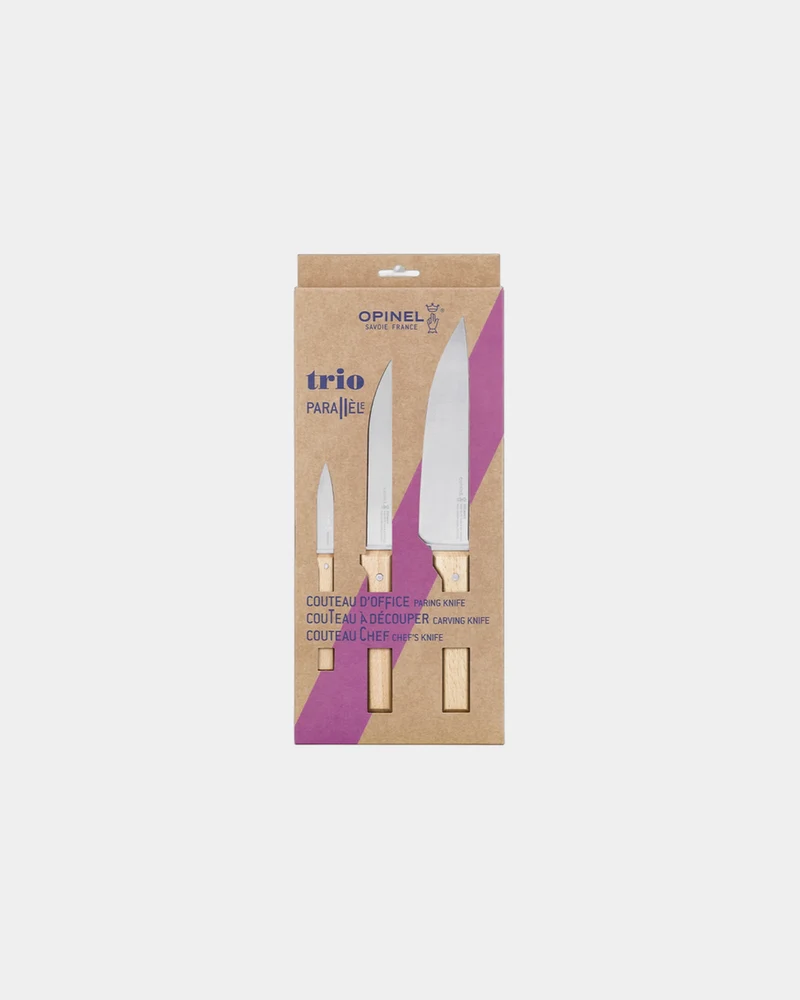 Coffret Trio Parallèle acier inoxydable Opinel à personnaliser