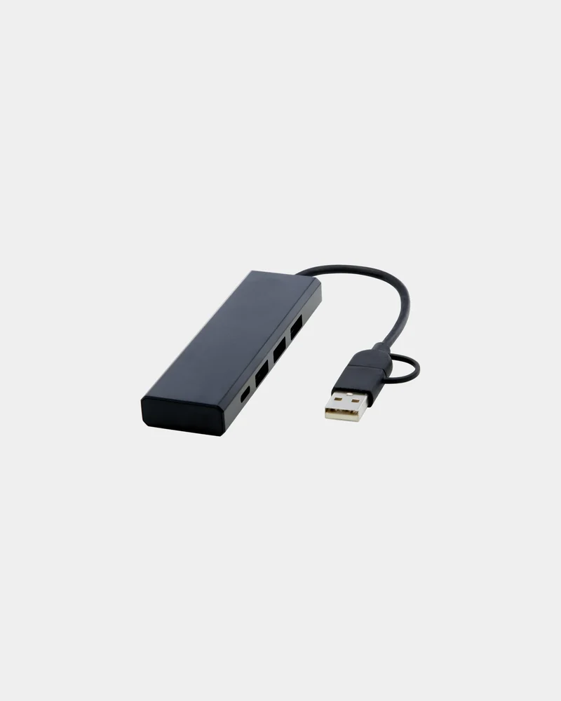 Concentrateur USB 2.0 aluminium recyclé à personnaliser