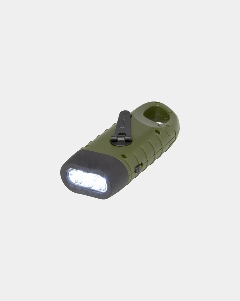 Lampe de poche dynamo solaire en plastique recyclé à personnaliser