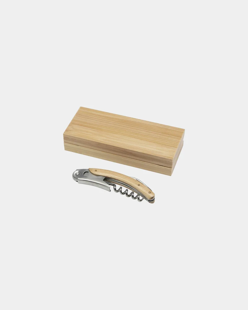 Sommelier inox avec poignée en bambou à personnaliser