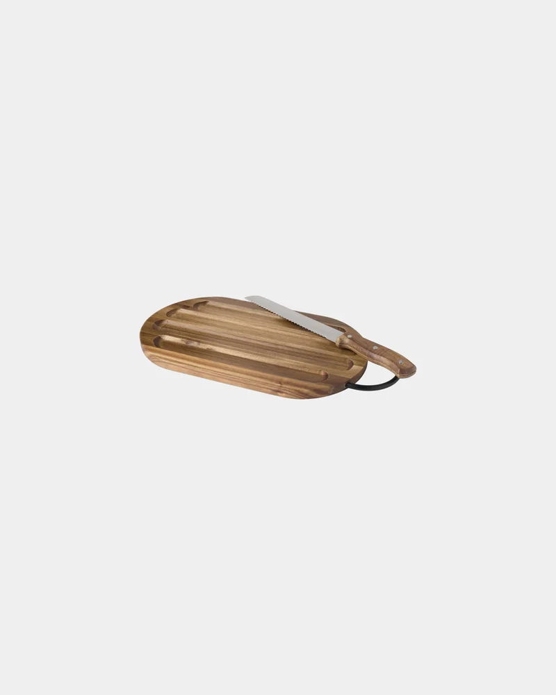 Planche à découper Prestige en acacia avec couteau à pain à personnaliser